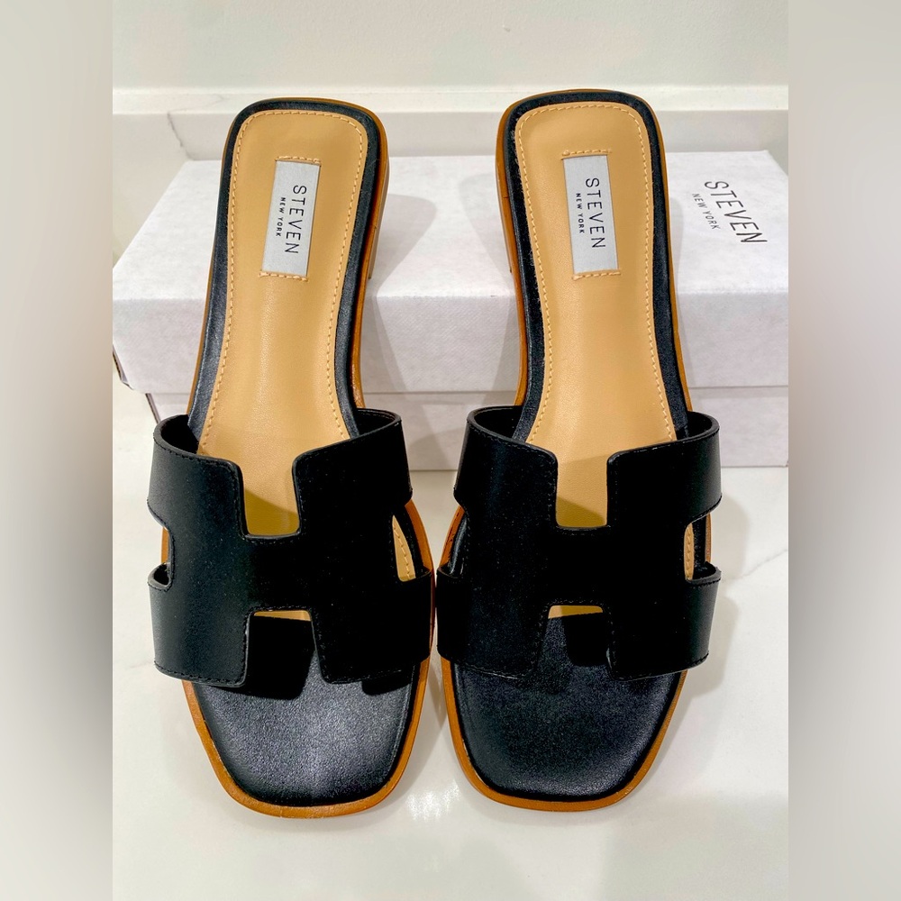 Steven Madden, 9.5, black leather. Brand new